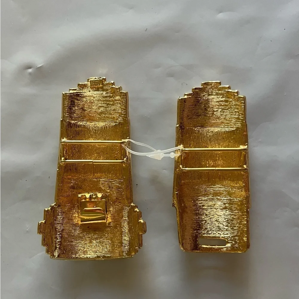 VTG Dotty Smith 1980’s Geometric Gold Tone Kissing Belt Buckle EUC/NWOT